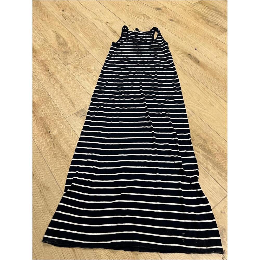 Vince Black and White Striped Maxi Tank Dress